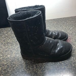 Ugg black sequin short boots